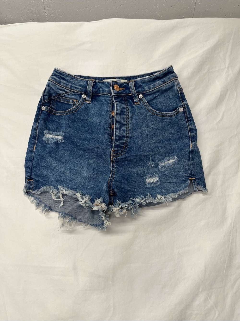 We The Free Cut Off Jean Shorts Size 25 XS Woman Blue Button Fly